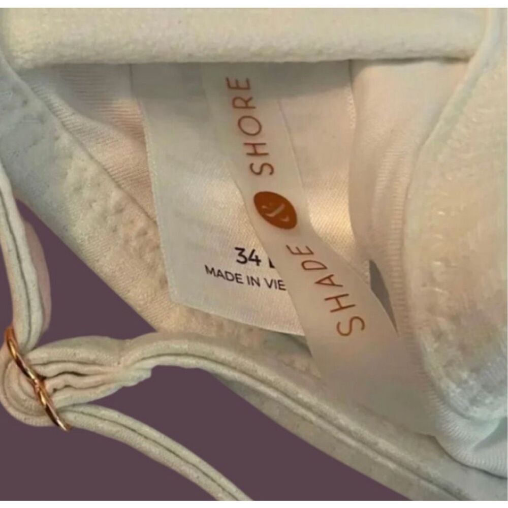 Shade & Shore Cream Ribbed Bikini Top Size 34D - Picture 5 of 6